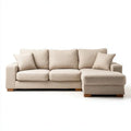 Sofa, 3-osobowa sofa z szezlongiem beżowy poliester, 250 x 160 x 85 cm