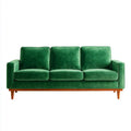 Sofa, 3 kwadraty kwadratowe prostokątna sofa szmaragdowa zielono-zielona, drewniana nóżka, 210 x 85 x 86 cm
