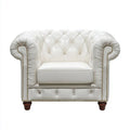 Fotel, Chesterfield fotel z capilone biały w syntetycznej PU 110 x 90 x 75 cm