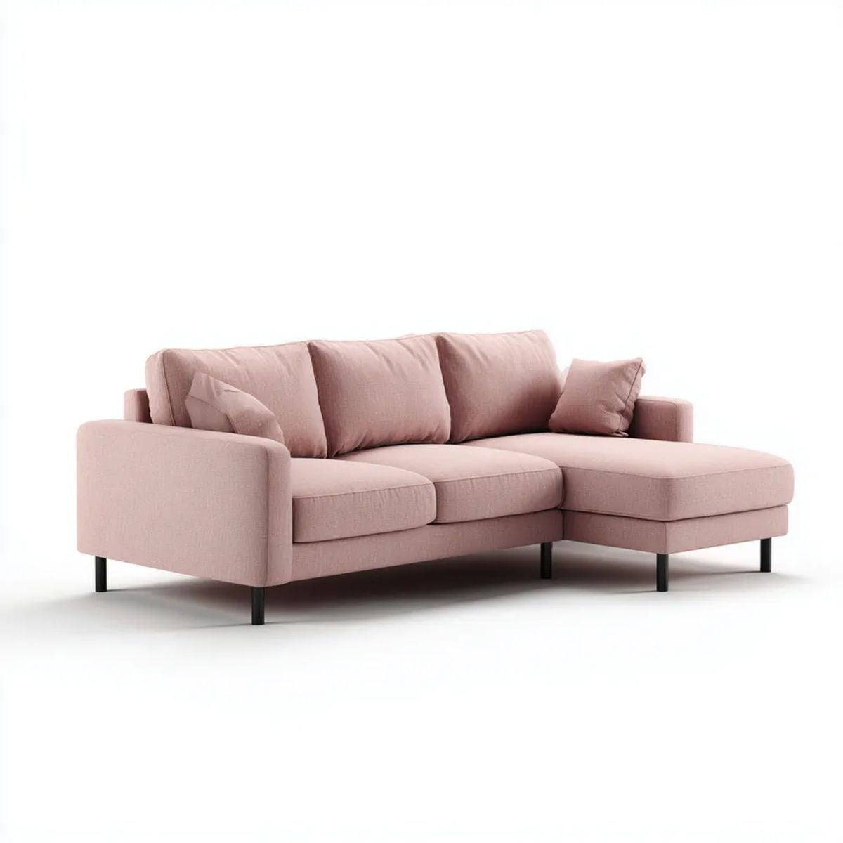 Sofa, 3-osobowa poliester płaski sofa z szezlongiem w prawo 230 x 150 x 85 cm