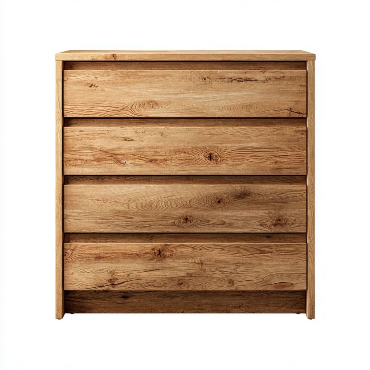 Komoda, Prostokątny komfort z 4 szufladami w naturalnej dębie, 100 x 45 x 100 cm