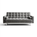 Sofa, 3 szare, proste sofa w kapitowanej poliestrowej tkaniny z metalowych nóżek, 210 x 85 x 85 cm