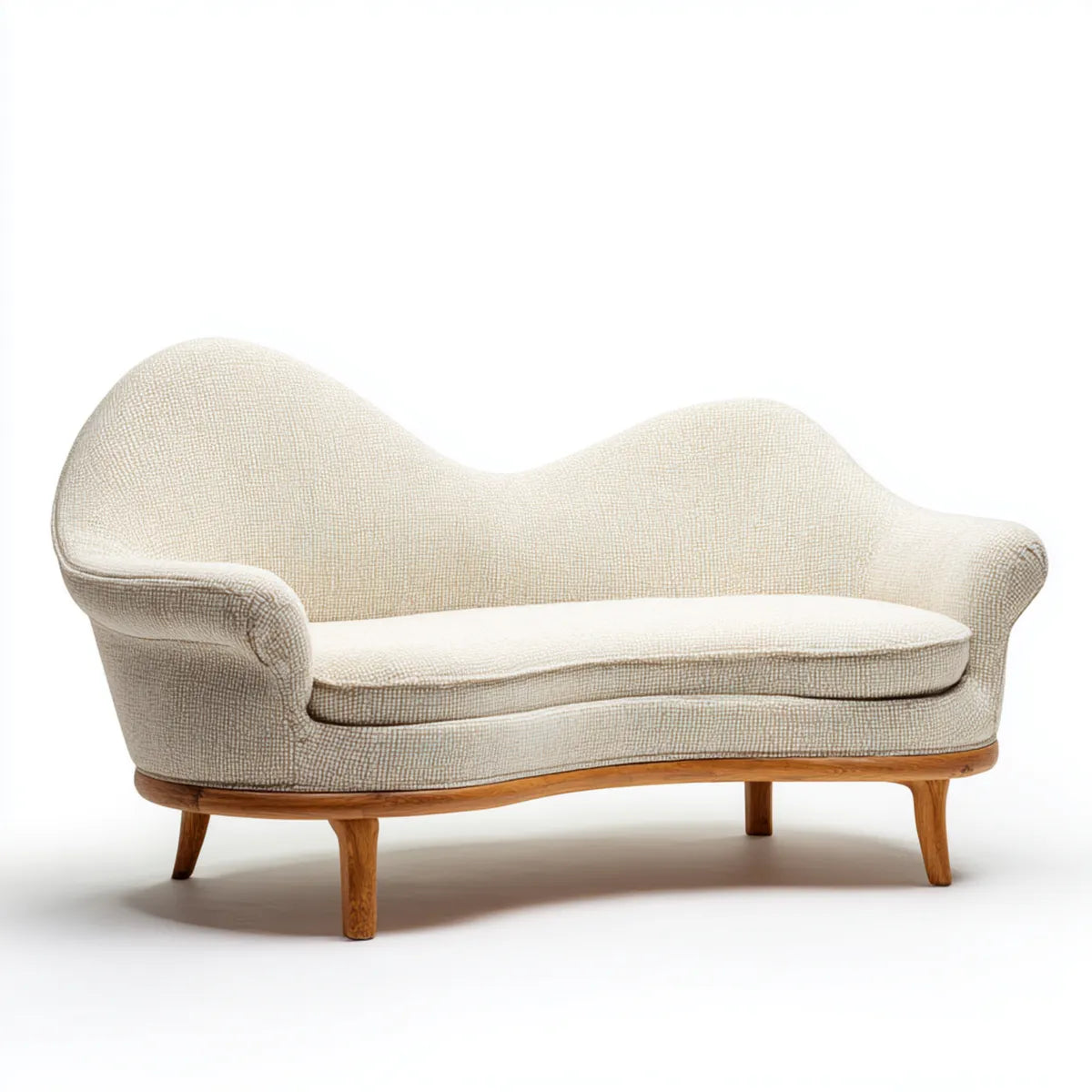 sofa 2-osobowa krem 180 x 78 x 85 cm tapicerka poliestrowa zakrzywiona
