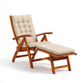 Leżanka ogrodowa, Odpoczywający opalenizna z beżowym podnóżkiem w litym drewnie akacyjnym 150 x 68 x 95 cm prostokątna