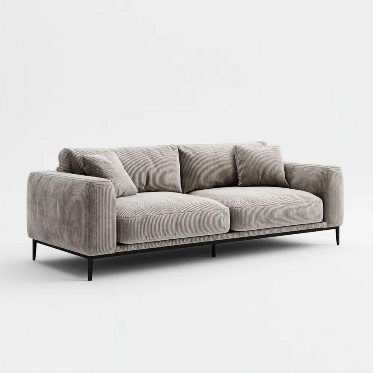 Sofa, 3-osobowa wyprostowany sofa wytłoczona szaro w poliestrze wytłoczona cewnik 220 x 90 x 85 cm