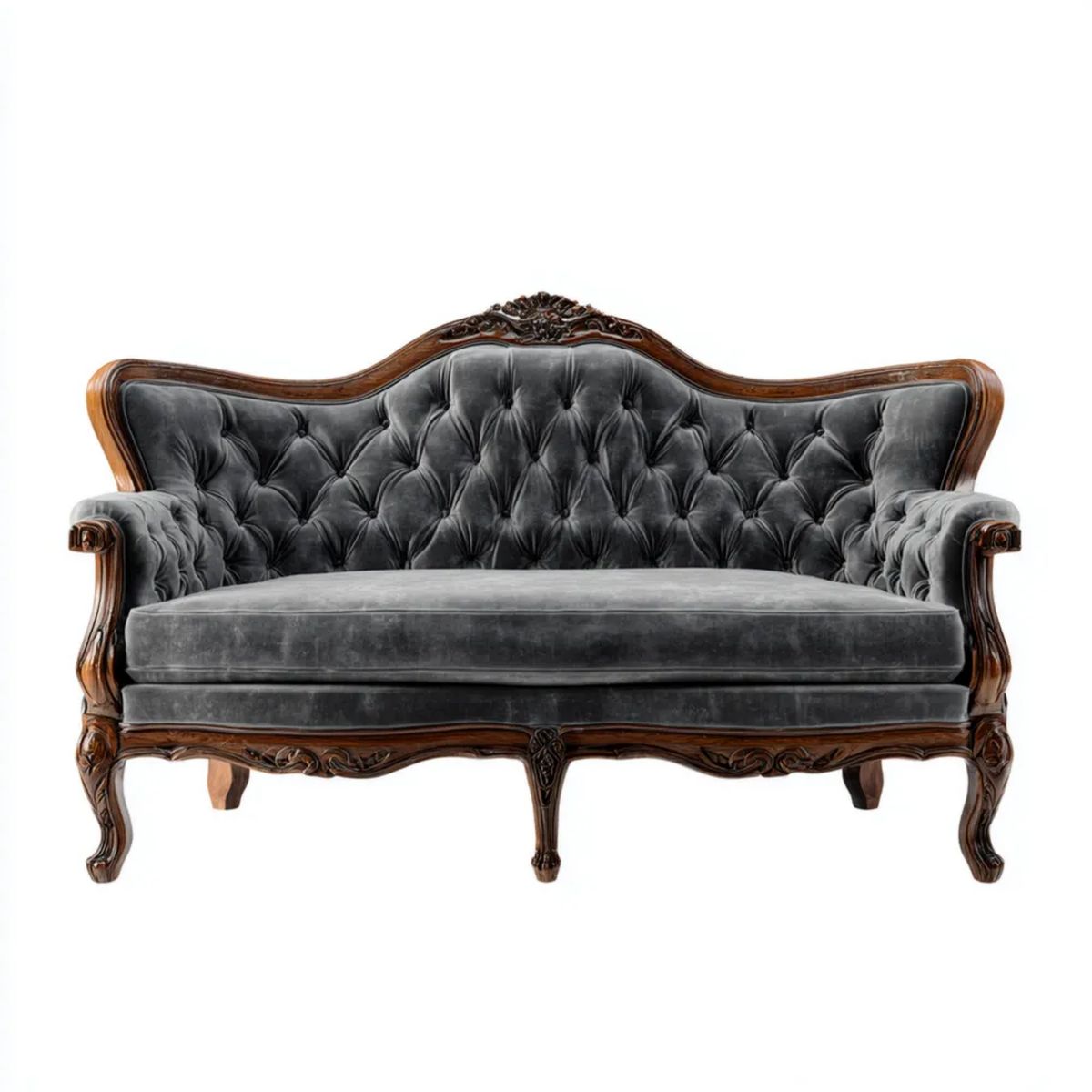 Sofa, 3-osobowa z sofą z antracytem i ciemnym brązowym lakierem z litego drewna, rama 190 x 85 x 110 cm