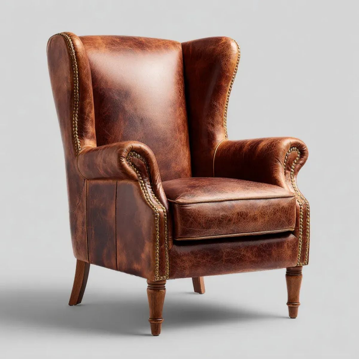 Fotel, Chesterfield Brązowy skóra brązowy ucha krzesełko PU 78 x 85 x 105 cm