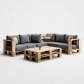Sofa ogrodowa, 3 części narożnik meble ogrodowe szary antracyt w stałym kształcie sosny 260 x 180 cm