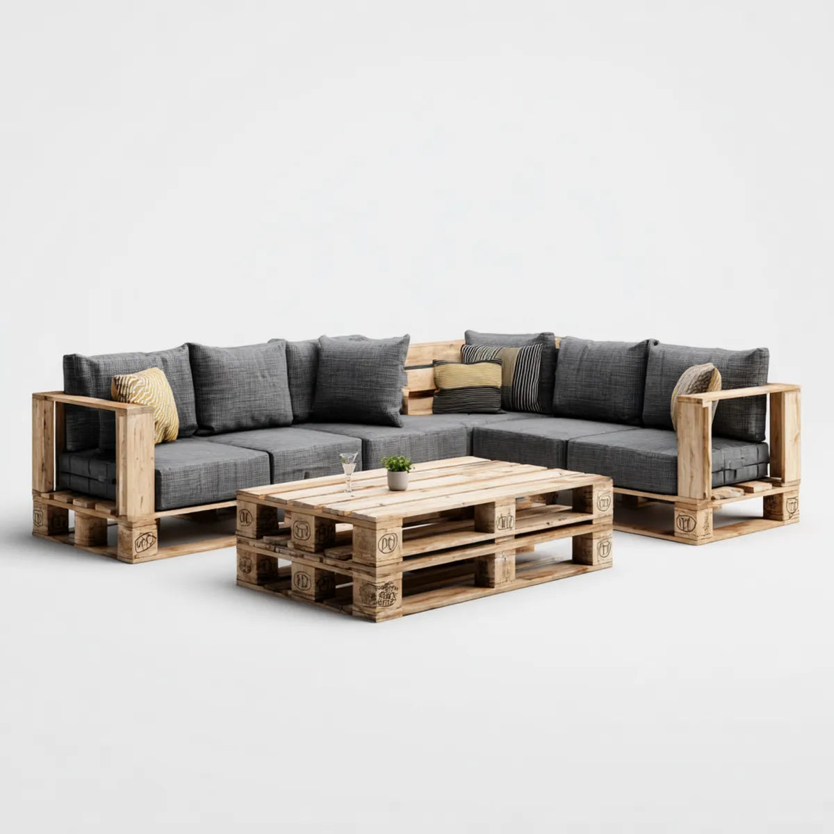 Sofa ogrodowa, 3 części narożnik meble ogrodowe szary antracyt w stałym kształcie sosny 260 x 180 cm