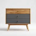 Komoda, Kommode 3 szuflady w Dębowym Dębie i MDF Anthracite Greery 80 x 40 x 90 cm