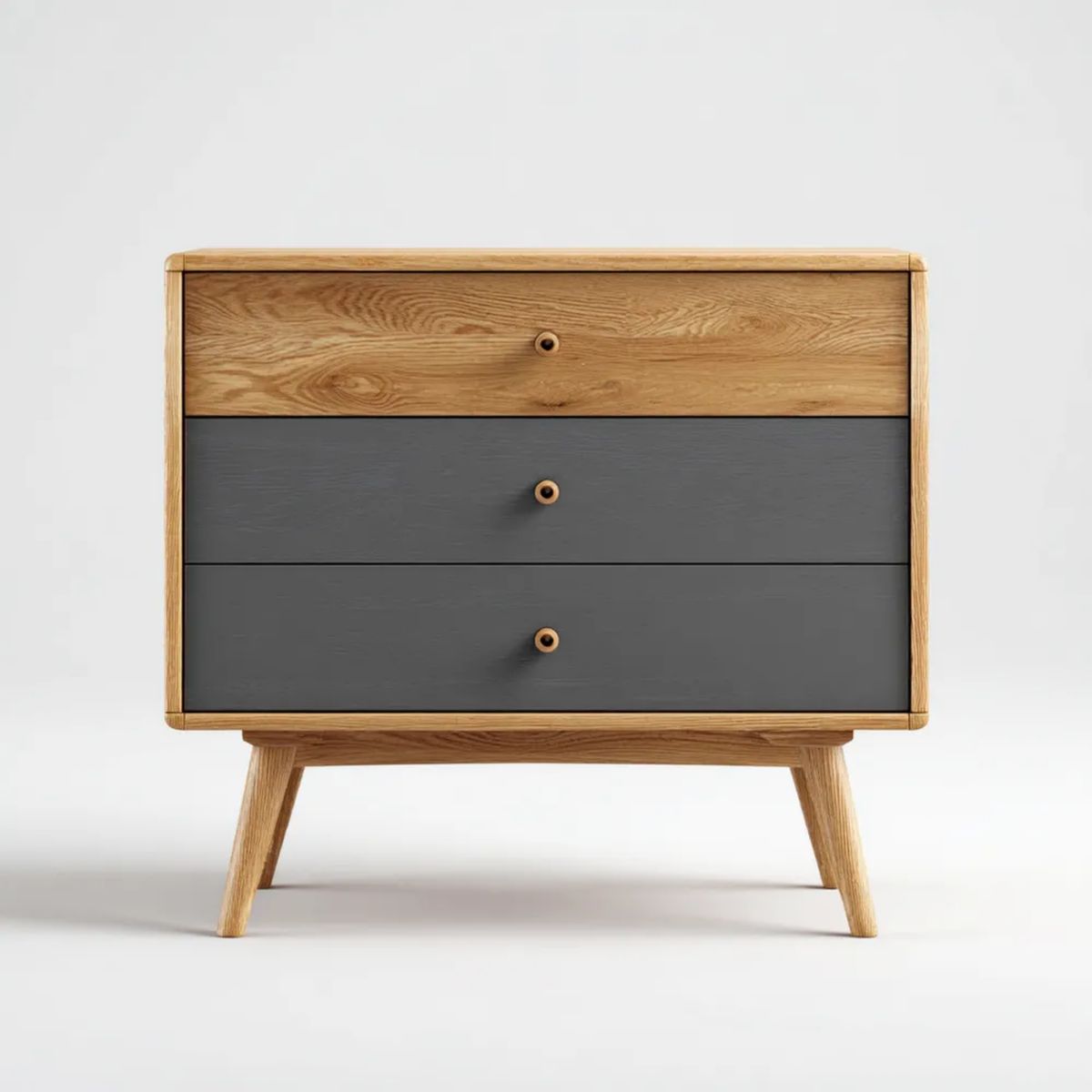 Komoda, Kommode 3 szuflady w Dębowym Dębie i MDF Anthracite Greery 80 x 40 x 90 cm