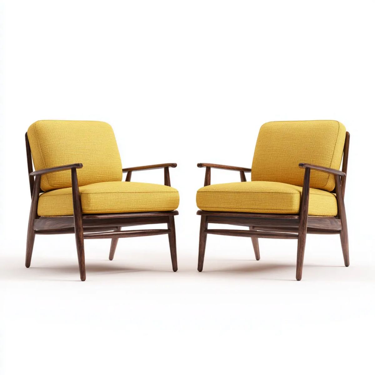 Fotel, Zestaw 2 fioletowo-żółtych foteli z poliestru i filetu z drewna iglastego 66 x 75 x 82 cm
