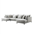 Sofa, Panoramiczna sofa 6 foteli z jasnoszarym poliestrem z szezlongiem w U, 360 x 160 x 85 cm