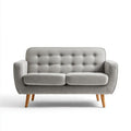 Sofa, 2-osobowa sofa w kolorze jasnoszarym poliester z litego drewna, 130 x 76 x 82 cm