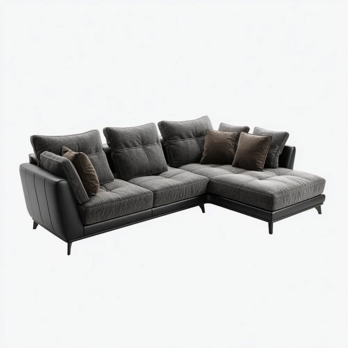 Sofa, 4-osobowa w kolorze prostokątnym fotel w poliestrze i polipropylenowy szary, 285 x 170 x 85 cm