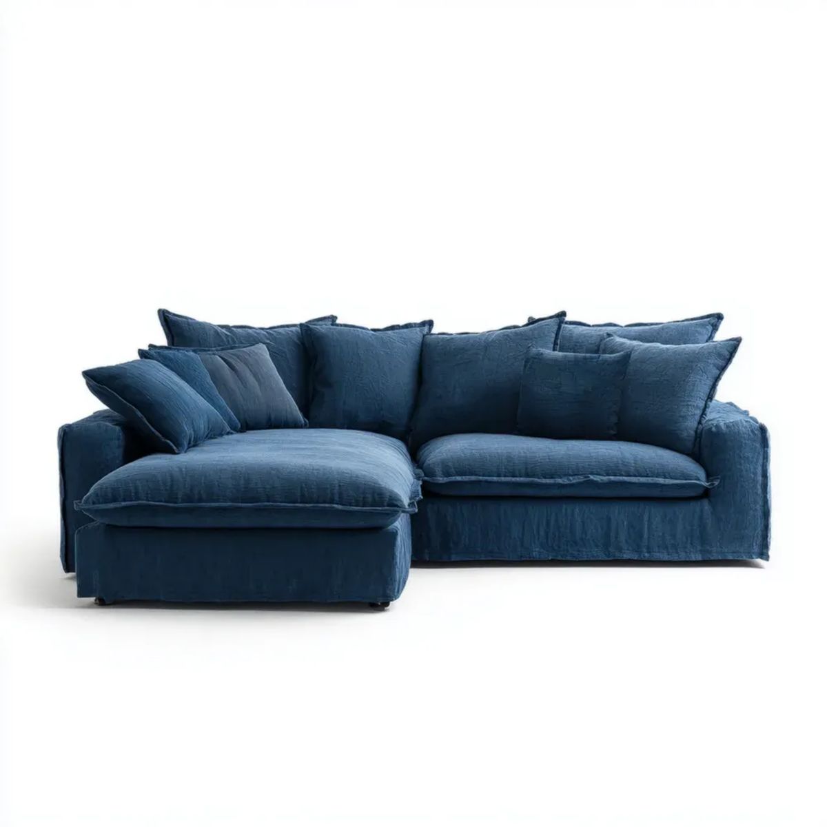 Sofa, 4 fotele Brittany Navy Niebieski poliester lewy narożnik Sepsofa w Replvelt Efekt, 260 x 170 x 85 cm