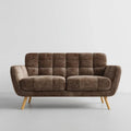 Sofa, 2 brązowe poliestrowe sofa, szkło, 160 x 82 x 85 cm