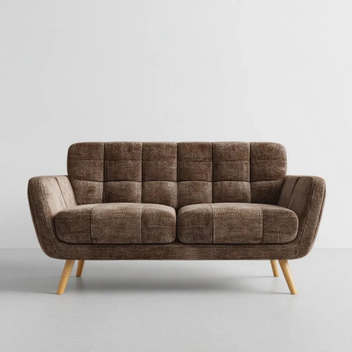 Sofa, 2 brązowe poliestrowe sofa, szkło, 160 x 82 x 85 cm