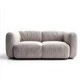 Sofa, 2-osobowa sofa w kolorze jasnoszarym poliester, zaokrąglony kształt, 180 x 95 x 72 cm