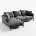 Sofa, 3-osobowa sofa z lewym szezlongiem w ciemnoszarej tkaniny, 250 x 160 x 85 cm