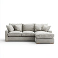 Sofa, 3-osobowa przezroczysty szary poliestrowy sofa z szezlongiem po prawej stronie, 260 x 160 x 85 cm