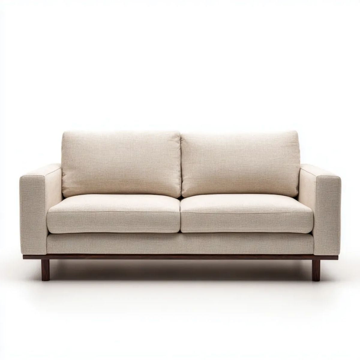 Sofa, 2-osobowa poliester sofa z lity z drewna nogi, 160 x 85 x 82 cm