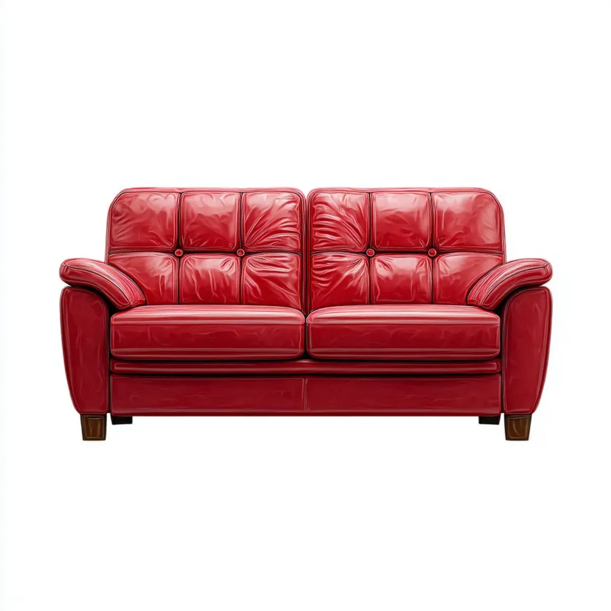 Sofa, 2-kanapa z czerwonym 158 x 88 x 92 cm ze sztuczną skórą PU i litymi nóżkami z drewna