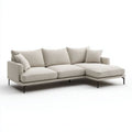 Sofa, 3-osobowa sofa z szezlongiem beżowy poliester beżowy i metalowe nóżki, 280 x 165 x 85 cm