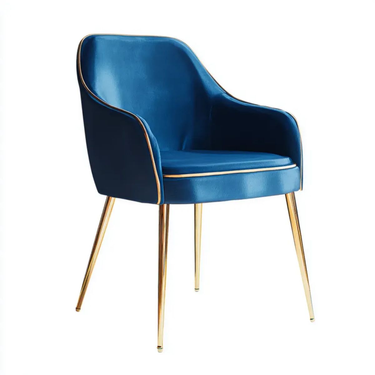Krzesło do jadalni, Navy Brittleblue Bettlevelt Widelapaper fotel z Nettlegold Bettlestal Sittlelegs, 58 x 60 x 82 cm