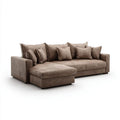Sofa, 4-osobowa w lewym rogu sofa w brązowej taupe mikrofibry, 280 x 165 x 90 cm, kształt L