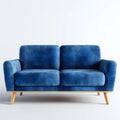 Sofa, 2 fotela w nocy niebieski z drewnianymi nóżkami 150 x 85 x 82 cm