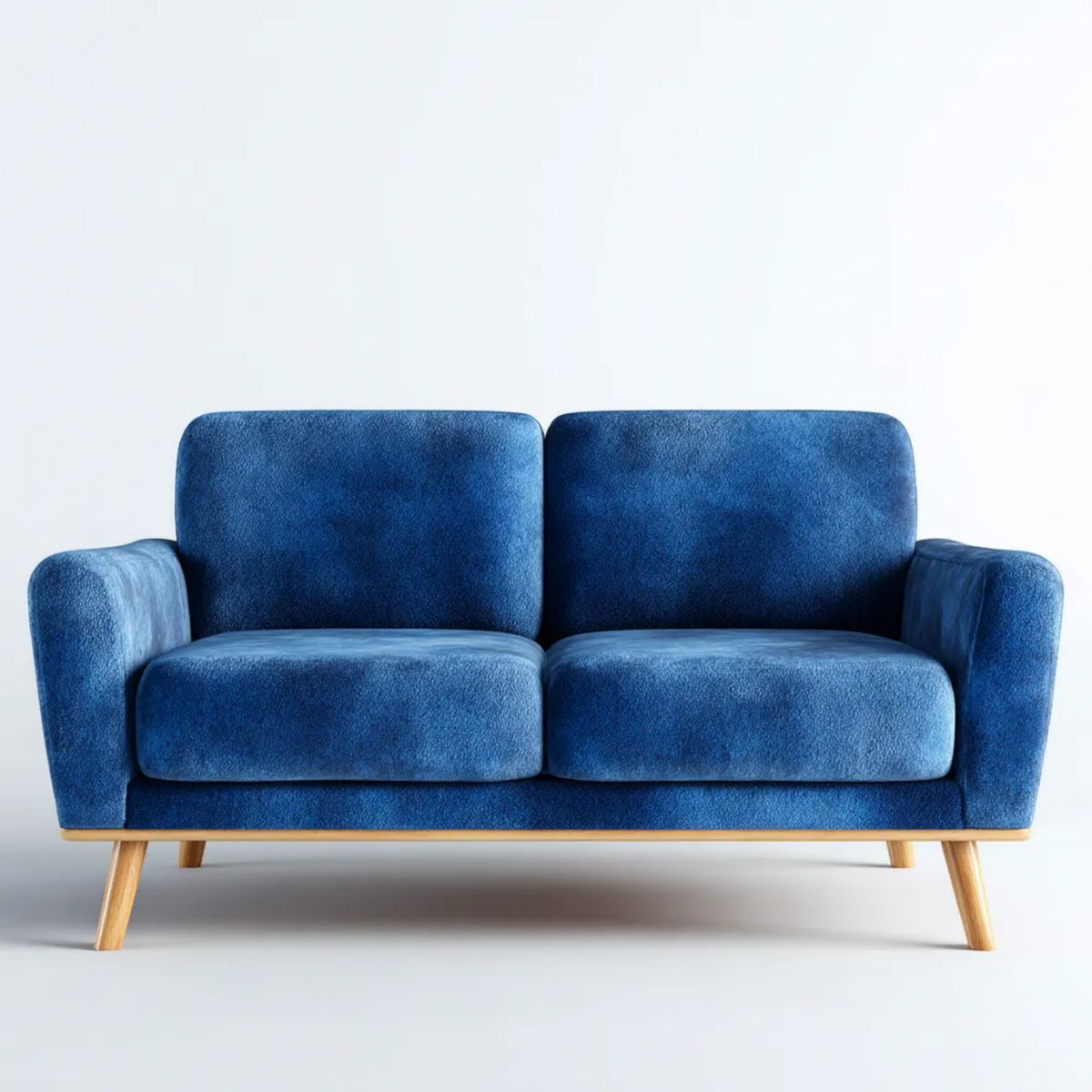 Sofa, 2 fotela w nocy niebieski z drewnianymi nóżkami 150 x 85 x 82 cm