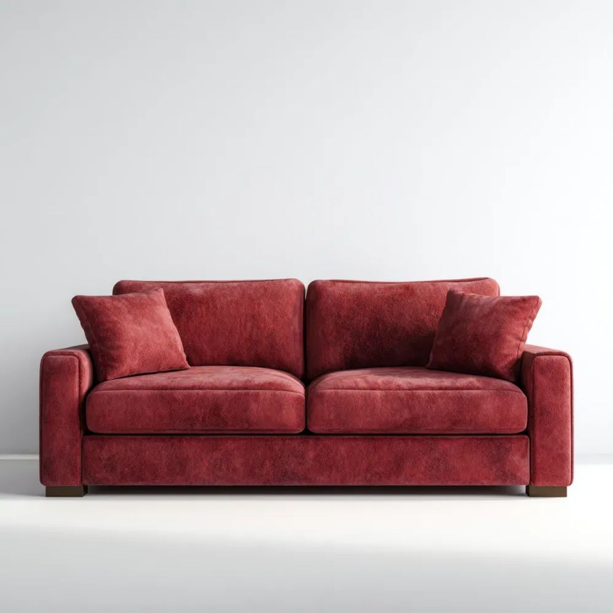 Sofa 2 fotele bordeaux poliester Belivelvet efekt z drewnianymi nóżkami, 180 x 90 x 85 cm