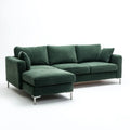 Sofa, Lewy narożnik sofa 3 ciemnozielony fotele w poliestrze gąsienica, 240 x 160 x 85 cm