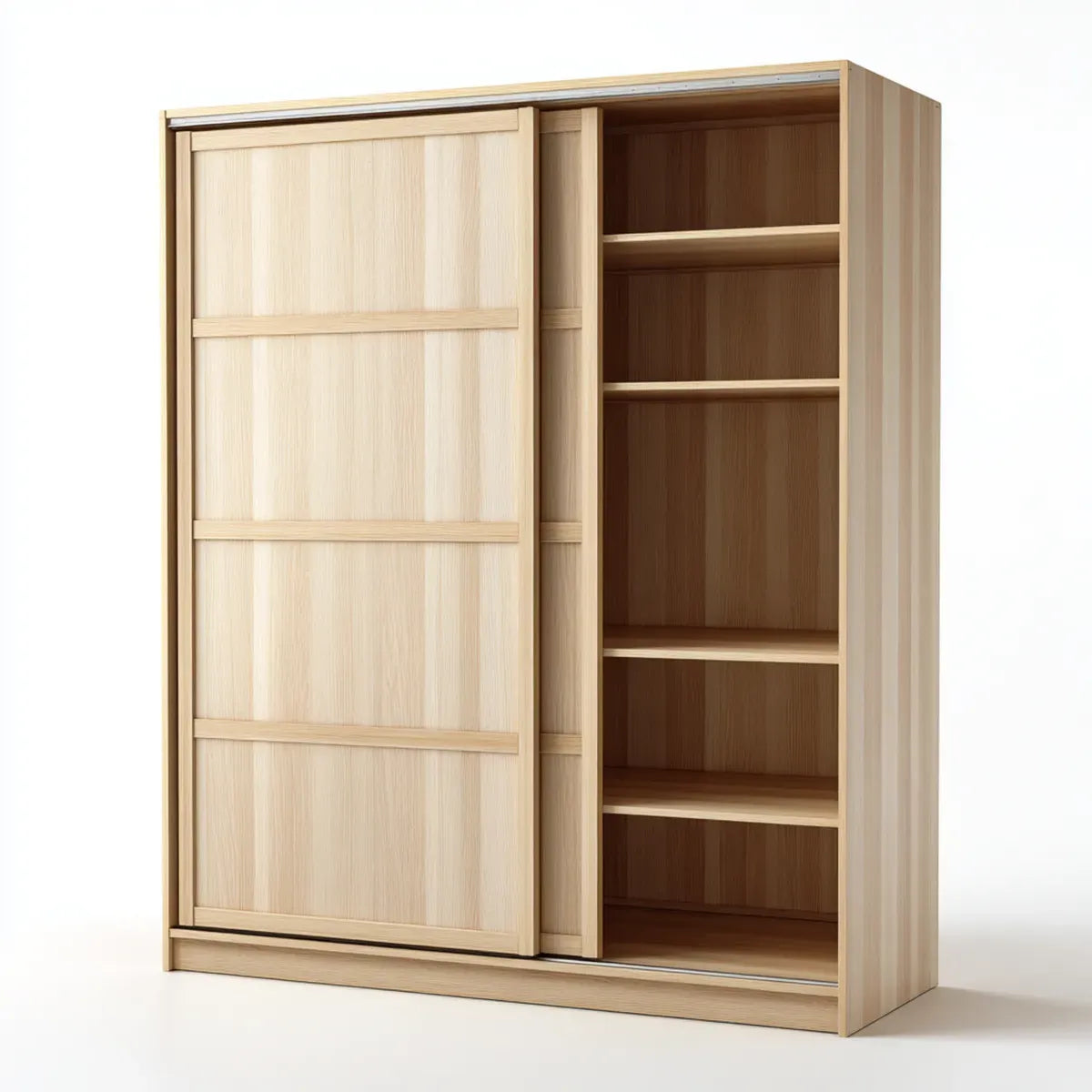 Szafa, Przesuwane drzwi szafa Odzież naturalna Pine masywny 120 x 60 x 200 cm prostokątna