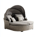 Leżanka ogrodowa, Podwójny ogród Sunbed szary 180 x 160 x 150 cm Syntetyczny rattan PE Półkołowy