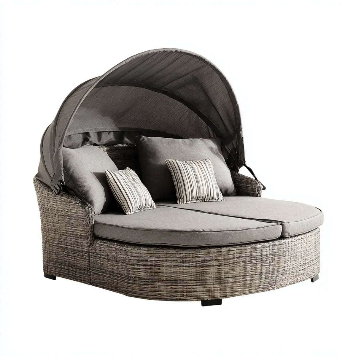 Leżanka ogrodowa, Podwójny ogród Sunbed szary 180 x 160 x 150 cm Syntetyczny rattan PE Półkołowy