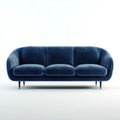 Sofa, 3-osobowa w sofie w sofie w sofie w solance granatowy niebieski poliester Belivelvet, czarne metalowe nóżki, 220 x 90 x 78 cm