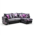 Sofa, 3 fotela antracytowa w kolorze szarym i fioletowo-poliestrowym, kolor: mirtański, 270 x 165 x 90 cm