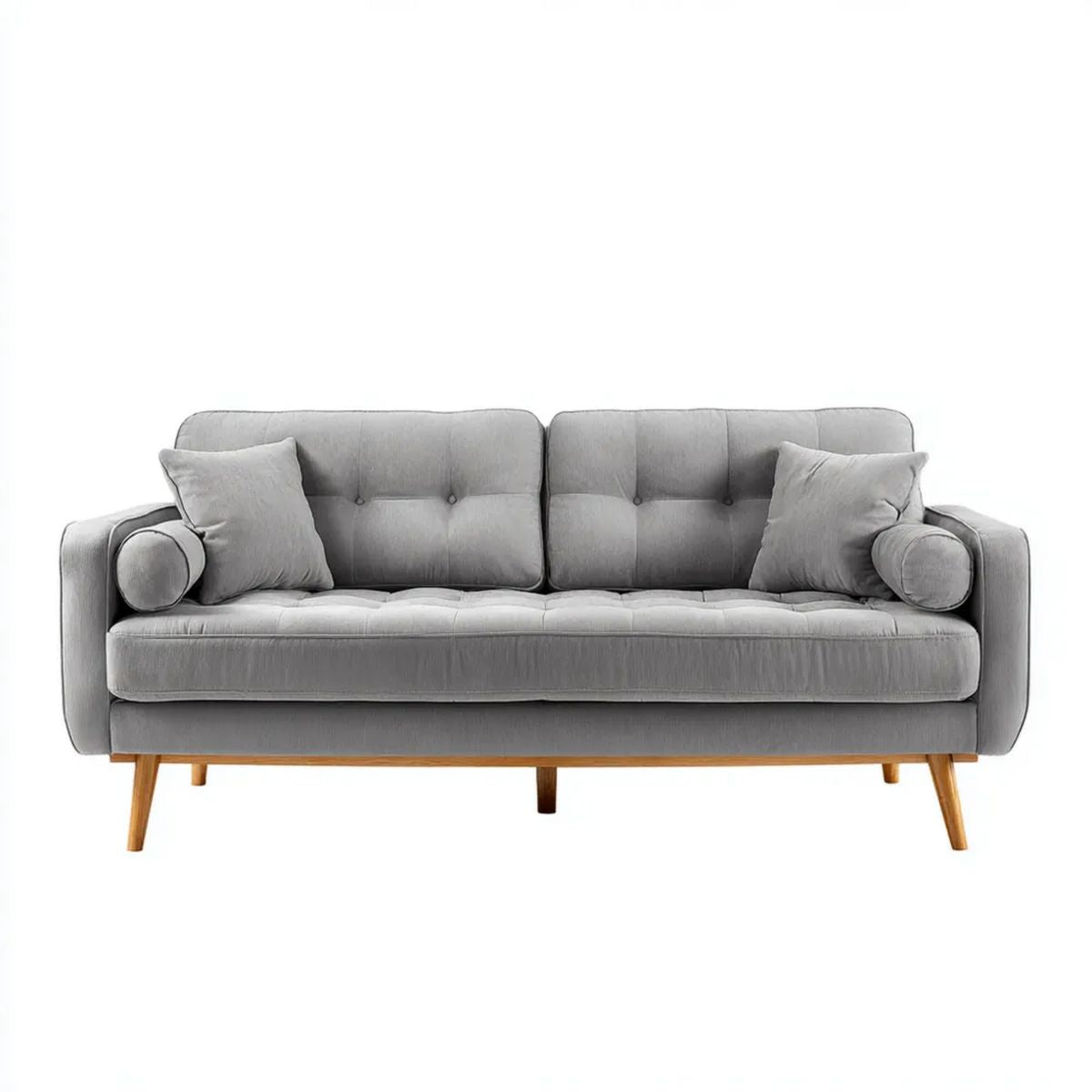 Sofa, 3-osobowa sofa w kolorze jasnoszarym poliester z miękkimi nóżkami, 200 x 85 x 86 cm
