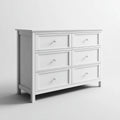 Komoda, Biała prostokątna szafa MDF z 6 szufladami, 120 x 40 x 90 cm